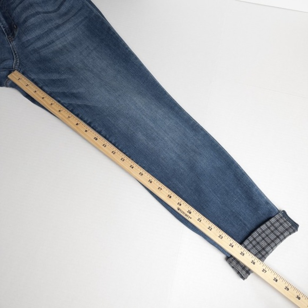 Judy Blue Plaid Cuff Slim Fit Jeans Womens 11/30 Mid Rise Medium Wash Distressed - Picture 6 of 14